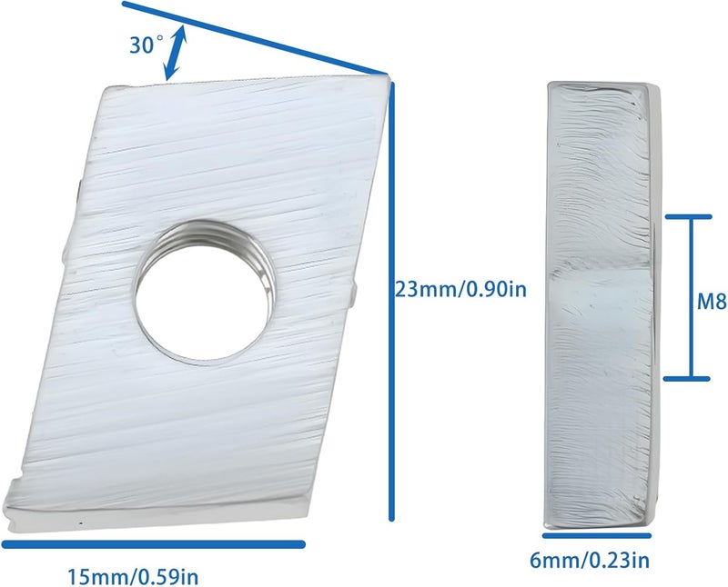Briny River 15Pcs M8 T-Slot Nut 23x15x6 mm Galvanized Steel Rhombus Threaded Plate Angle 30° for Connecting Aluminum Profiles with T-Slots - Image 4